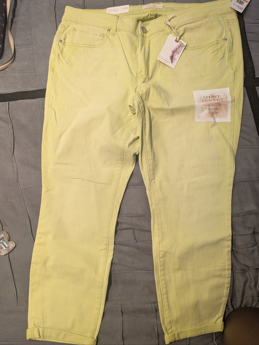 Jessica Simpson citron Cropped forever rolled skinny Slim Ankle Jeans 16W